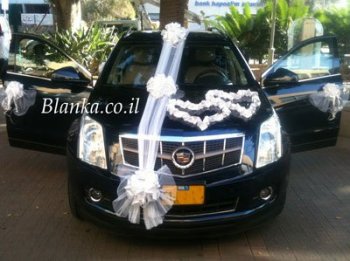 wedding car white ribbon