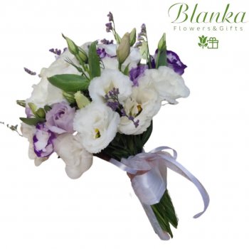 Wedding bouquet white purple eustome